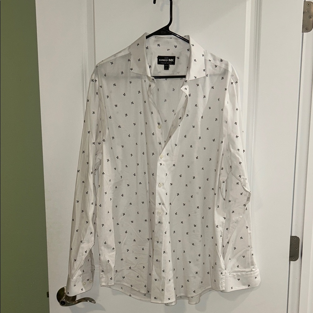 Express White Casual Button Down Shirt